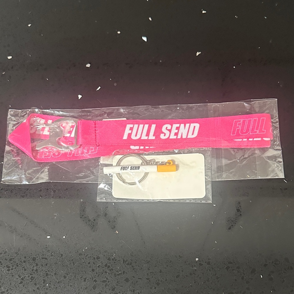 Full Send Pink Lanyard Keychain bottle Opener & Full Send Cigarette keychain